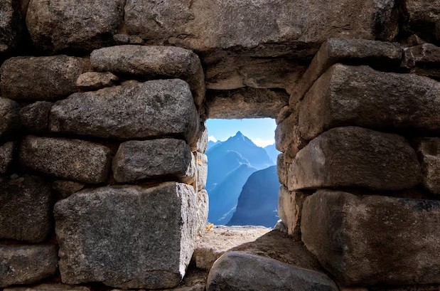window in stone wall